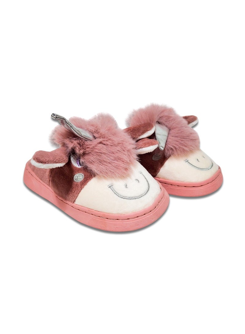 Unicorn Kids Fur Slipper With Rubber Sole "Fits 1 Size Smaller"