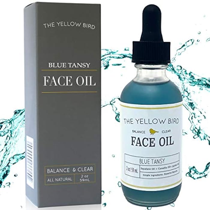 The Yellow Bird Yellow Bird Balancing Blue Tansy Face Oil 2 oz / 59 ml – Skin Glowing Serum. Collagen Support. Promotes Clear Skin Naturally. Wrinkle, Blemish & Pore Minimizer. Natural, Vegan Facial Moisturizer. - Image 1