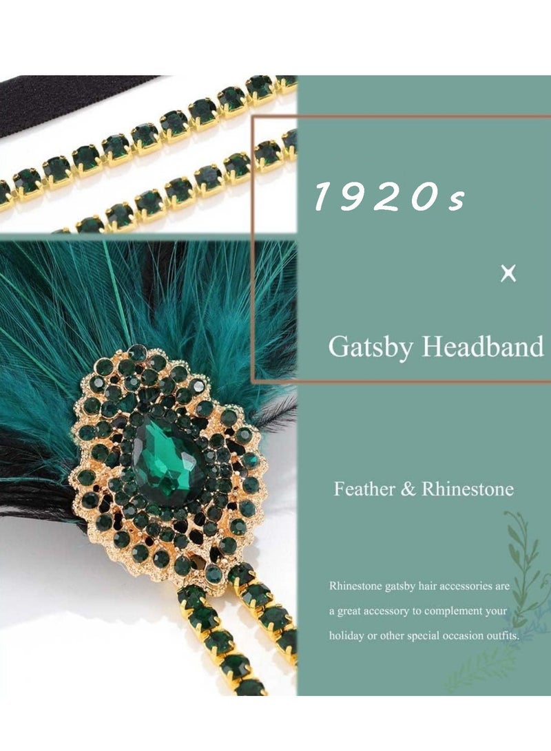 1920s Headband Green Great Gatsby Headpiece Crystal Vintage Festival Hair Accessories for Women Accessories for Women for Art Decor Pageant Themed Party - Image 5