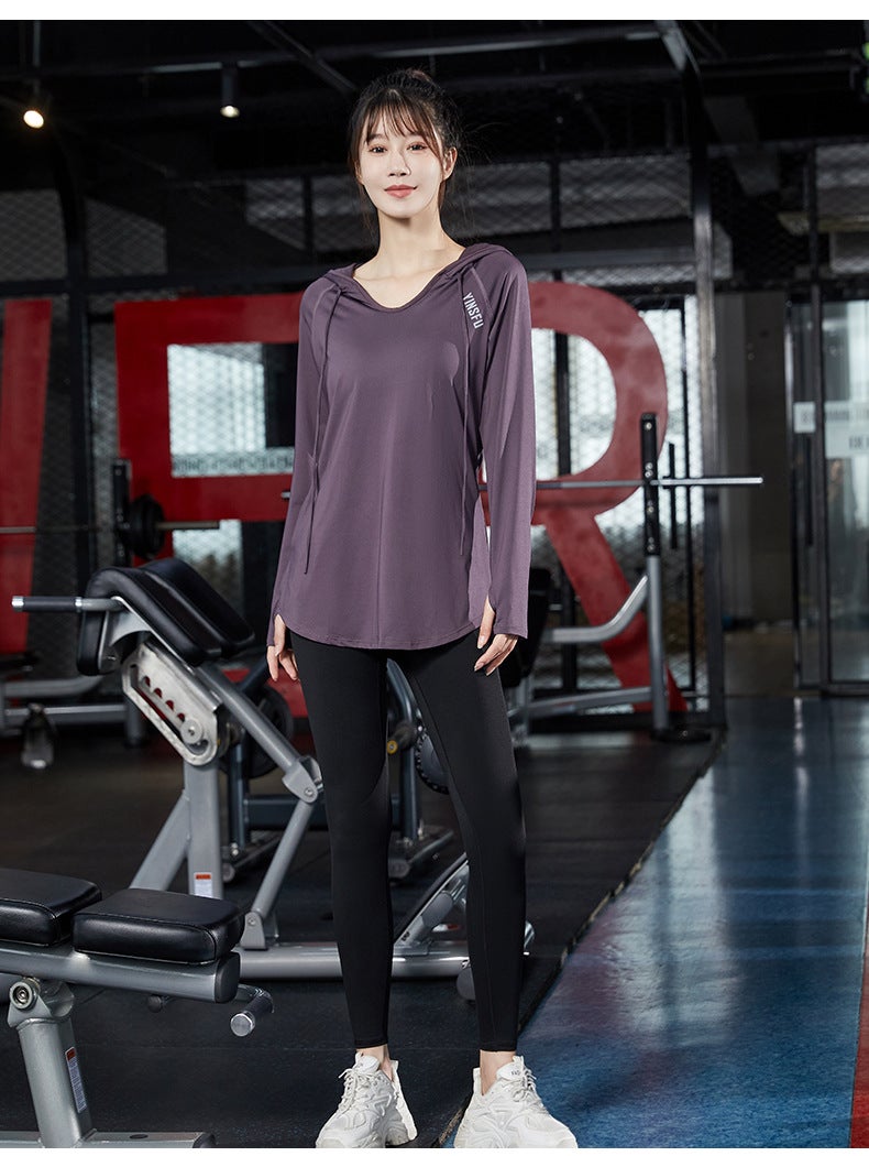 Generic Yoga top womens running workout clothes quick-drying T-shirt fat kg loose sports breathable large plus size yoga clothes slimming Dark purple 