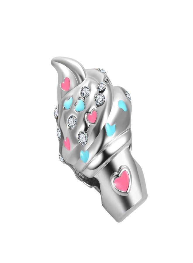 QeenseKc Ice Cream Cone Hot Summer Charm Pave CZ Bead for Pandora Bracelet Women Gift - Image 2