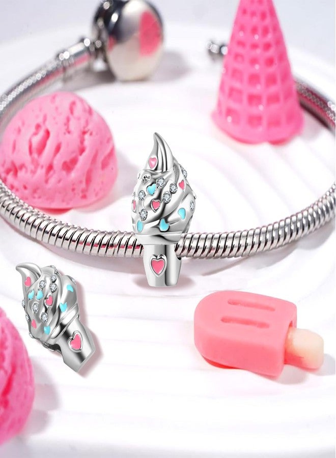 QeenseKc Ice Cream Cone Hot Summer Charm Pave CZ Bead for Pandora Bracelet Women Gift - Image 3