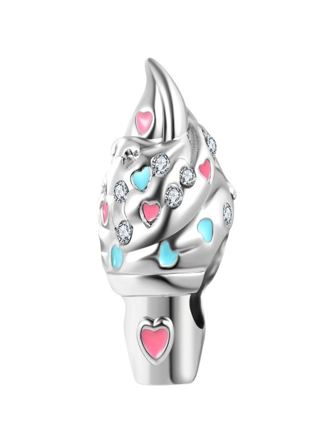 QeenseKc Ice Cream Cone Hot Summer Charm Pave CZ Bead for Pandora Bracelet Women Gift - Image 1