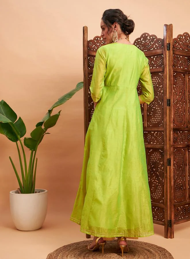 SASSAFRAS Embroidered Lace Trim Wrap Styli Maxi Dress by Styli