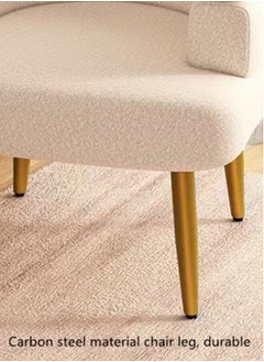 Kutis 1-Piece Metal Sofa Chair Makeup Chair for Bedroom Livingroom Polyester Carbon Steel Off-White/Gold 47x34x66 cm  - Image 4