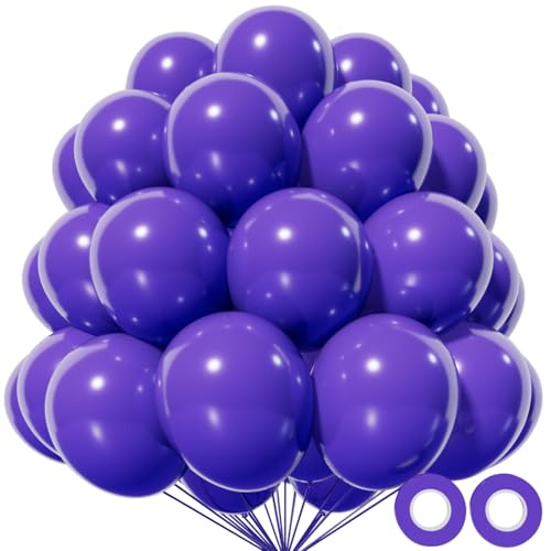 KAWKALSH Purple Latex Party Balloons 110 Pack 12 inch Round Helium Balloons for Wedding Graduation Halloween Birthday Party Backdrop Decorations - Image 1