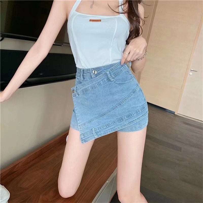 Summer Pink Denim Skirt Women'S A- Line Skirt Girls Anti-Light Skirt High Waist Skirt Ins Trendy Skirt - Image 2