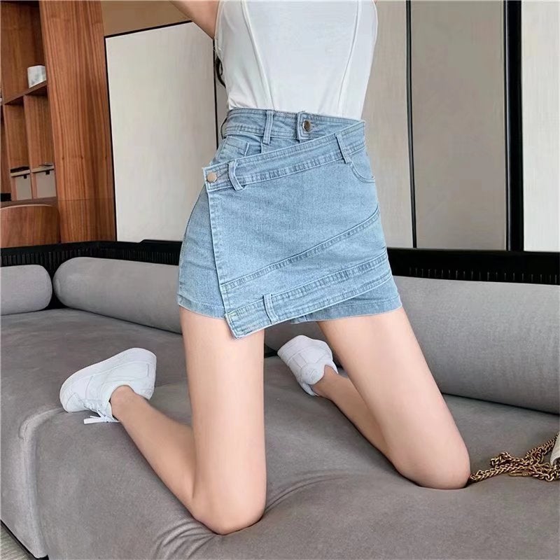 Summer Pink Denim Skirt Women'S A- Line Skirt Girls Anti-Light Skirt High Waist Skirt Ins Trendy Skirt - Image 5