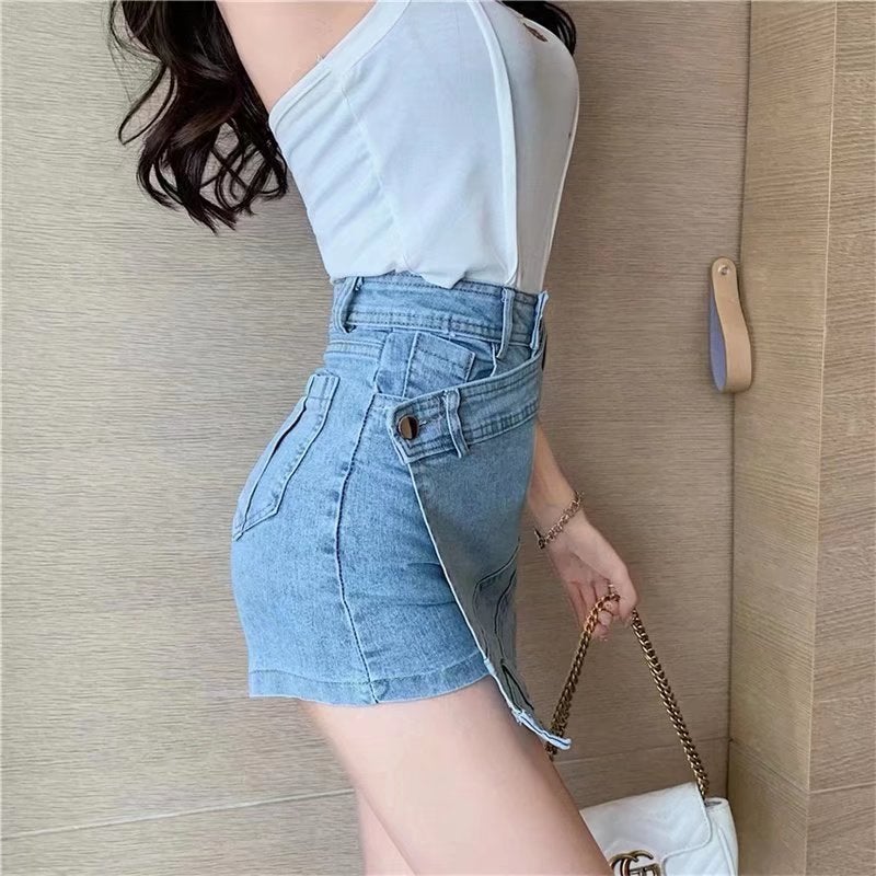 Summer Pink Denim Skirt Women'S A- Line Skirt Girls Anti-Light Skirt High Waist Skirt Ins Trendy Skirt - Image 4