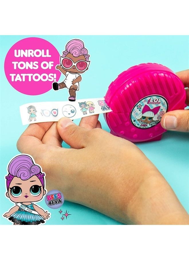 L.O.L. SURPRISE! Tattoo Roll-Its by Horizon Group USA, LOL Surprise Tattoos for Kids, Unroll Over 1 ft. of Surprises, Includes Temporary Tattoos, Body Art Markers, Stencils, Glitter, Body Gems & More  - Image 4