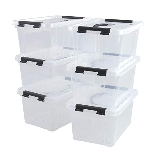 CadineUS 6-pack Clear Storage Boxes, Latching Storage Bins with Lids, 11.02'' x 7.71'' x 5.7'' - Image 1