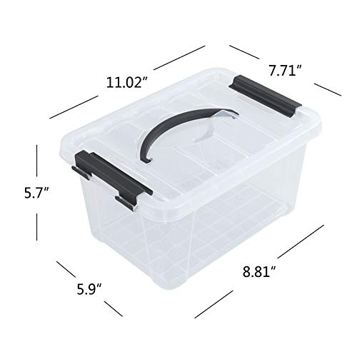 CadineUS 6-pack Clear Storage Boxes, Latching Storage Bins with Lids, 11.02'' x 7.71'' x 5.7'' - Image 2