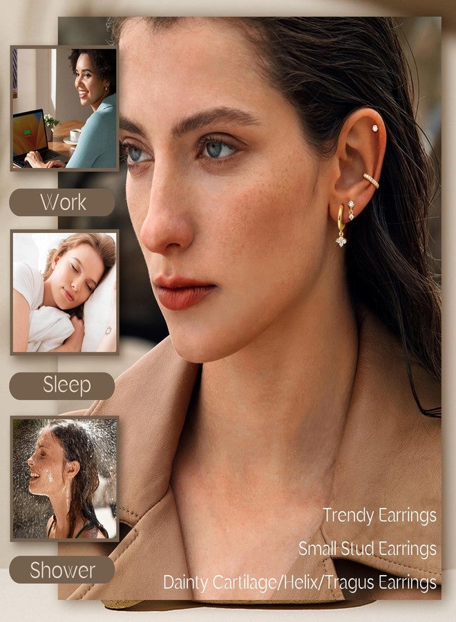 Jstyle 25 Pcs Hypoallergenic Earrings for Sensitive Ears Surgical Stainless Steel Earrings for Women Dainty Flat Back Earring Studs Hoop Cartilage Earring Set for Multiple Piercing, Stainless Steel - Image 5