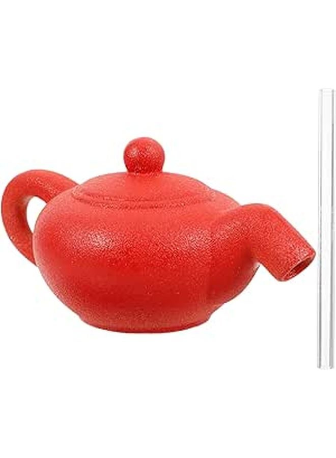 Floating Teapot Water Fountain Red Desktop Decorative Waterfall For Home Office Relaxation - Image 1