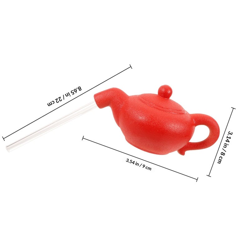 Floating Teapot Water Fountain Red Desktop Decorative Waterfall For Home Office Relaxation - Image 3