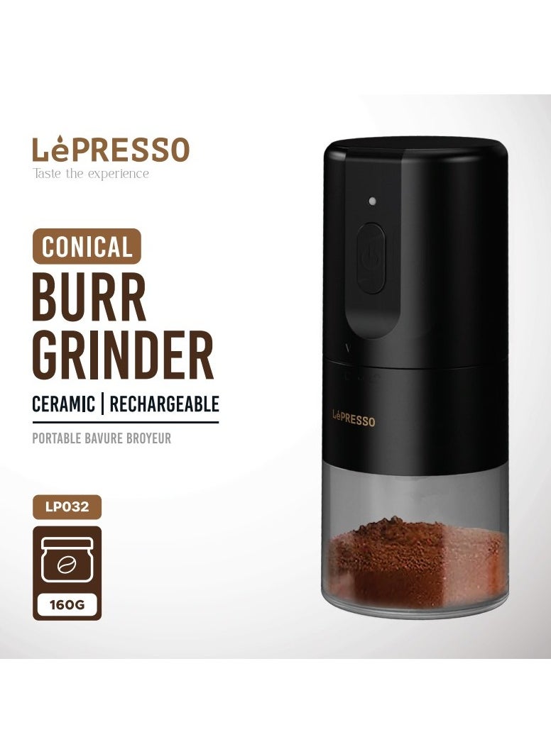 LePRESSO 160g Conical Burr Grinder with Adjustable Grind Size / User-Friendly Interface / Rechargeable / Portable Coffee Grinder / One-Click Operation / 25g Bean Capacity / Type-C Charging Port - Black  - Image 1