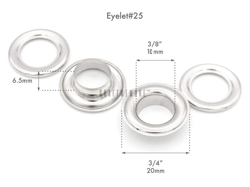 CRAFTMEmore 3/8" (10MM) ثقب 100 مجموعة من الحلقات المعدنية مع غسالات للملابس، الجلد، القماش (رمادي غامق) - Image 2