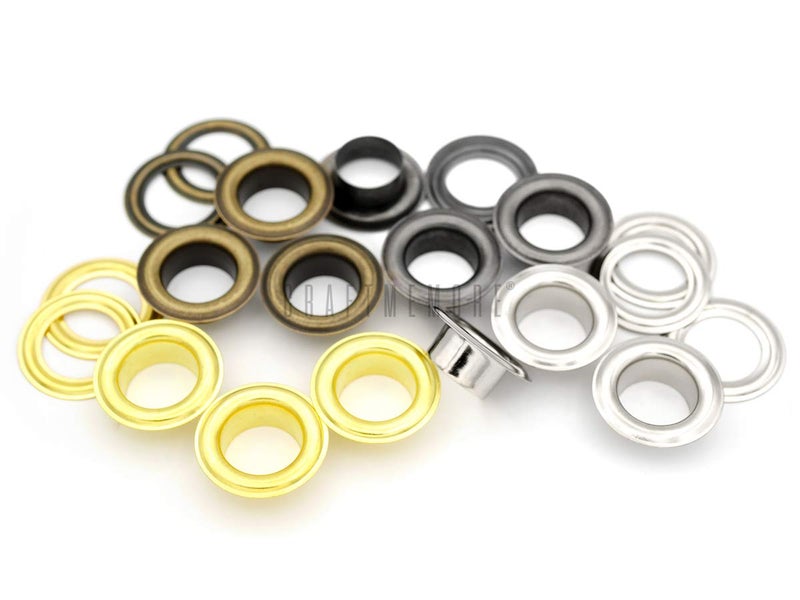 CRAFTMEmore 3/8" (10MM) ثقب 100 مجموعة من الحلقات المعدنية مع غسالات للملابس، الجلد، القماش (رمادي غامق) - Image 3