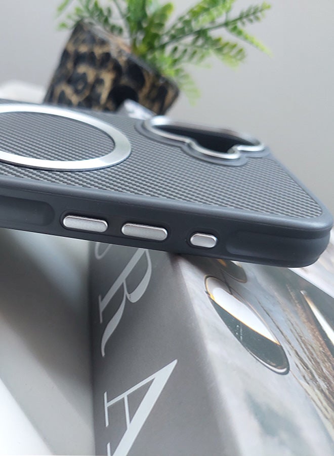 Magnetic Carbon Fiber Back Case for iPhone 16, Rugged Shockproof MagSafe Phone Case, Ultra Slim Case with Padded Interior to Prevent Your Phone's Back from Scratches, Supports Wireless Charging, Heavy Duty Protection and Anti-Scratch, for iPhone 16 - Grey  - Image 4