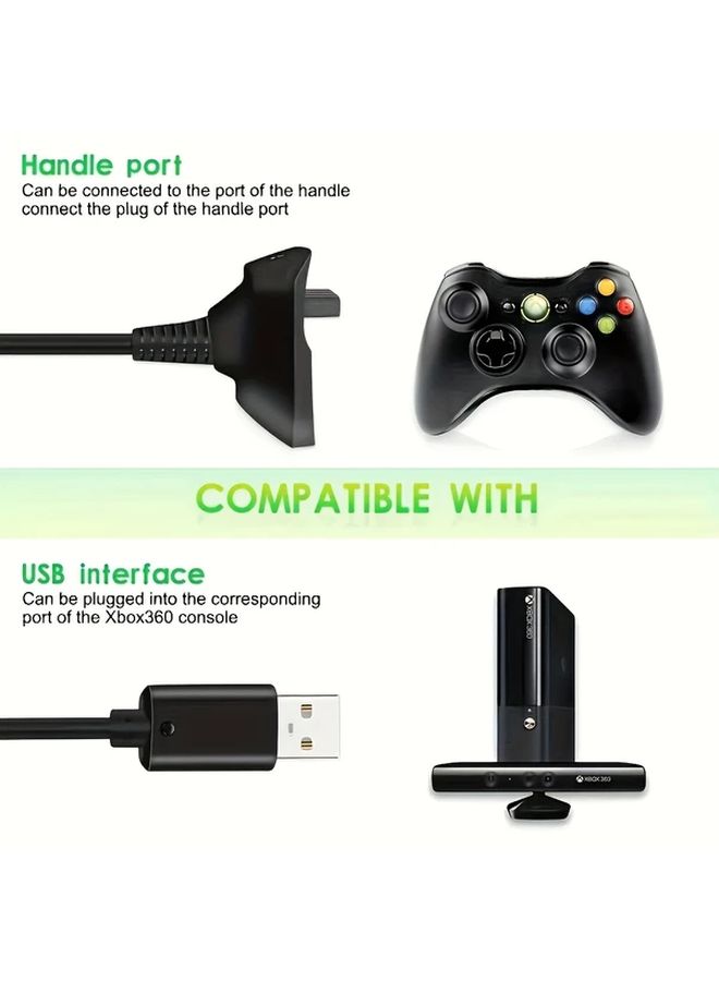 كابل شحن USB لجهاز تحكم Xbox 360 قطعة واحدة مع 2 غطاء عصا تحكم مضيء - Image 3