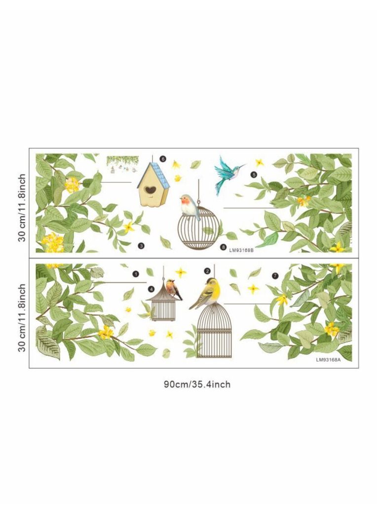 Bluejw Tropical Art Fresh Leaf Self-Adhesive Removable Wall Stickers Perfect For Bedroom Corner Skirting In Living Room - Image 3