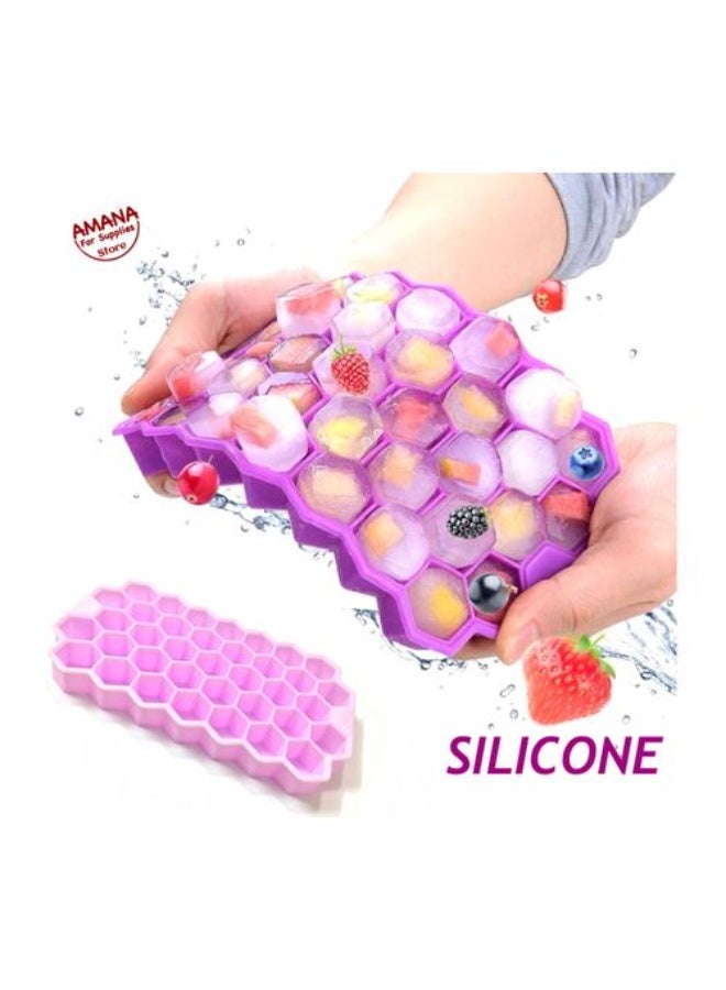 37-Cube Pink Silicone Ice Cube Tray – Flexible Stackable Freezer Ice Mold with Easy Release Design - Image 2