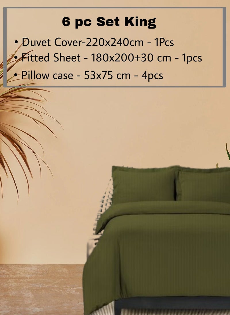 REDTOMMY 6-Piece King Duvet Cover Bedding Set – Duvet Cover(220x240cm), Fitted Sheet(180x200+30cm) & 4 Pillowcases(53x75cm),color - Olive - Image 2