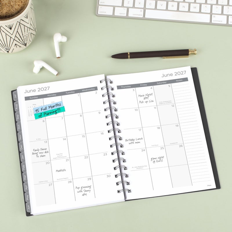 Mead Planner 2026-2027 Weekly & Monthly Academic 15-Month April-June, 5-1/2" x 8-1/2", Basic, Black (CAW42005) - Image 3