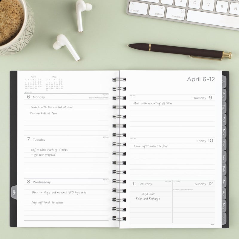 Mead Planner 2026-2027 Weekly & Monthly Academic 15-Month April-June, 5-1/2" x 8-1/2", Basic, Black (CAW42005) - Image 2