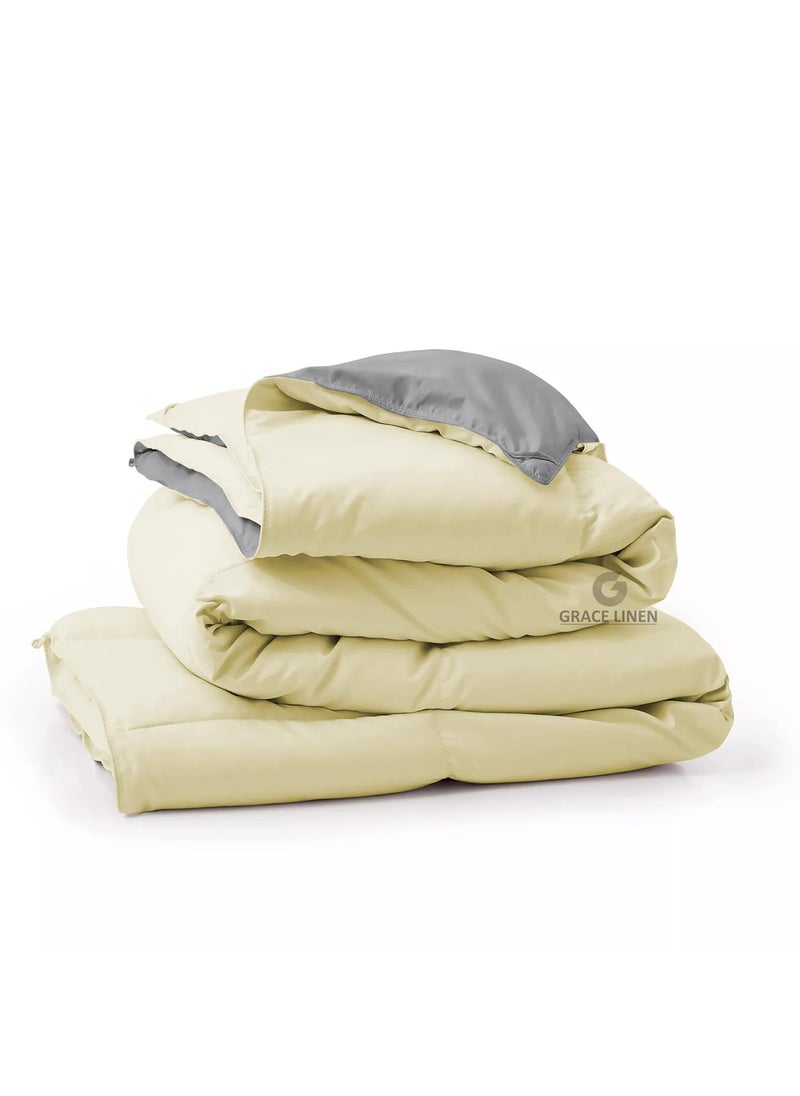 Grace Linen 500 GSM Winter Comforter Single Size 60X90 Unique Design Heavy Winter Comforter 500 GSM Microfiber Fill DuvetBlanket Single Size IvorySilver Grey Color  - Image 4