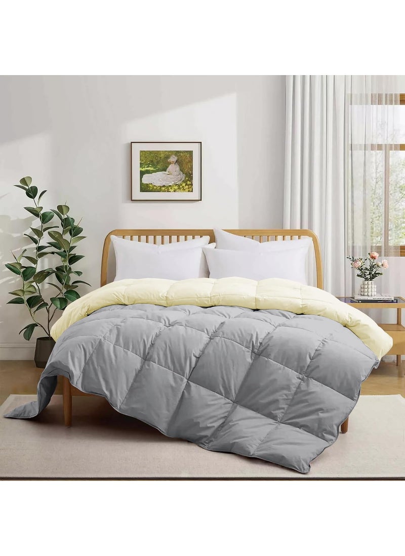 Grace Linen 500 GSM Winter Comforter Single Size 60X90 Unique Design Heavy Winter Comforter 500 GSM Microfiber Fill DuvetBlanket Single Size IvorySilver Grey Color  - Image 2