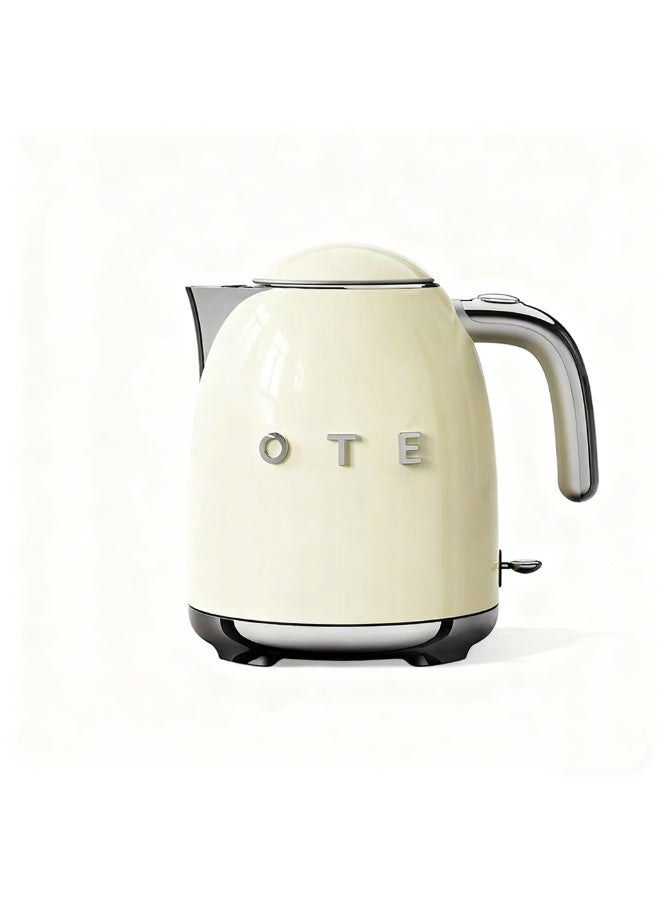 OTE 800ml Retro Electric Kettle, Medical Grade SUS316 Stainless Steel Inner Liner, Double-Layer Anti-Scald, Ergonomic Handle & Bionic Seagull Spout Cream - Image 1