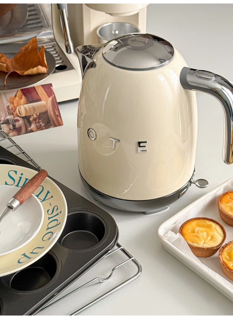 OTE 800ml Retro Electric Kettle, Medical Grade SUS316 Stainless Steel Inner Liner, Double-Layer Anti-Scald, Ergonomic Handle & Bionic Seagull Spout Cream - Image 3