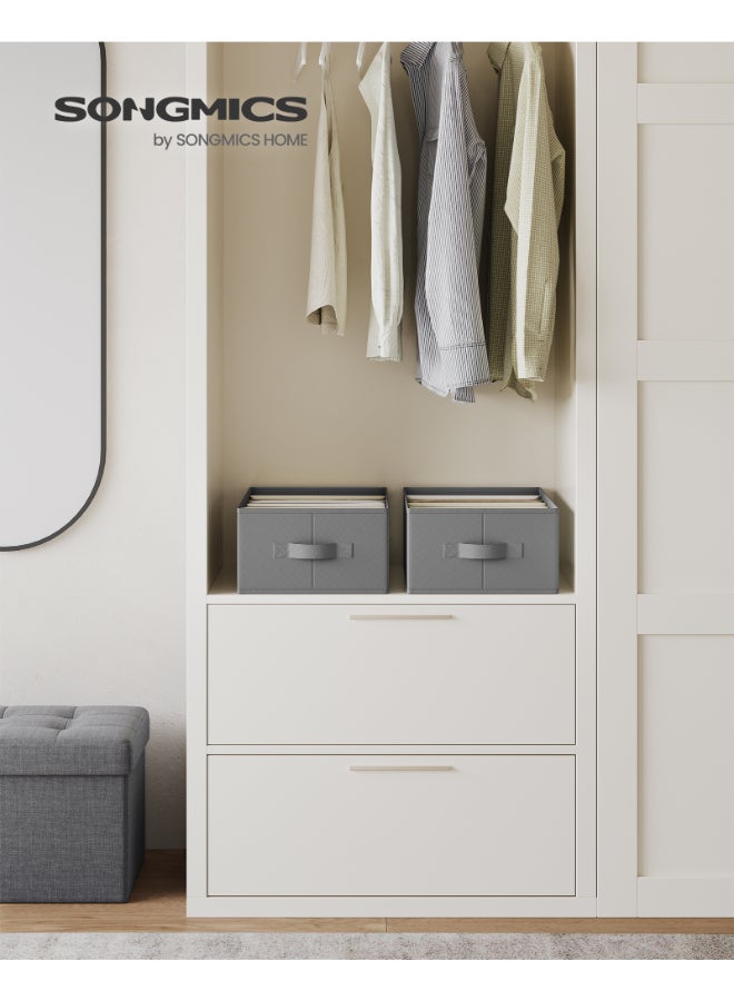SONGMICS Set of 2 Drawer Organisers, 6-Compartment Closet Organisers, Foldable Wardrobe Clothes Organisers, 42 x 30 x 17 cm, for Pants, Clothes, Dove Grey - Image 2