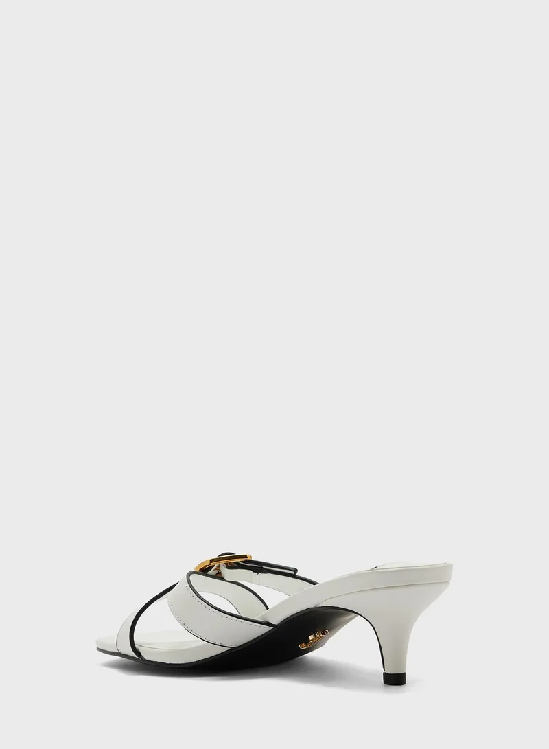 STEVE MADDEN Cross Strap Mid Heel Sandals