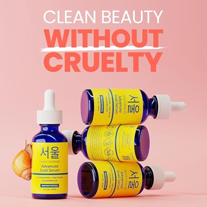 SeoulCeuticals Korean 5% Niacinamide + Snail Mucin 97.5% Essence Serum + Hyaluronic Acid, Cruelty Free Korean Skin Care, Natural & Organic Anti Aging Face Serum for Dull Skin, K Beauty 1oz - Image 4