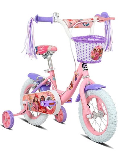 Spartan | 12" Disney Princess Magical Bicycle for Girls Removable Training Wheels, Front Basket, Adjustable Seat, Rear Mudguard, Steel Frame, Disney Graphics, For (SP-3235) | Ages 3 to 5