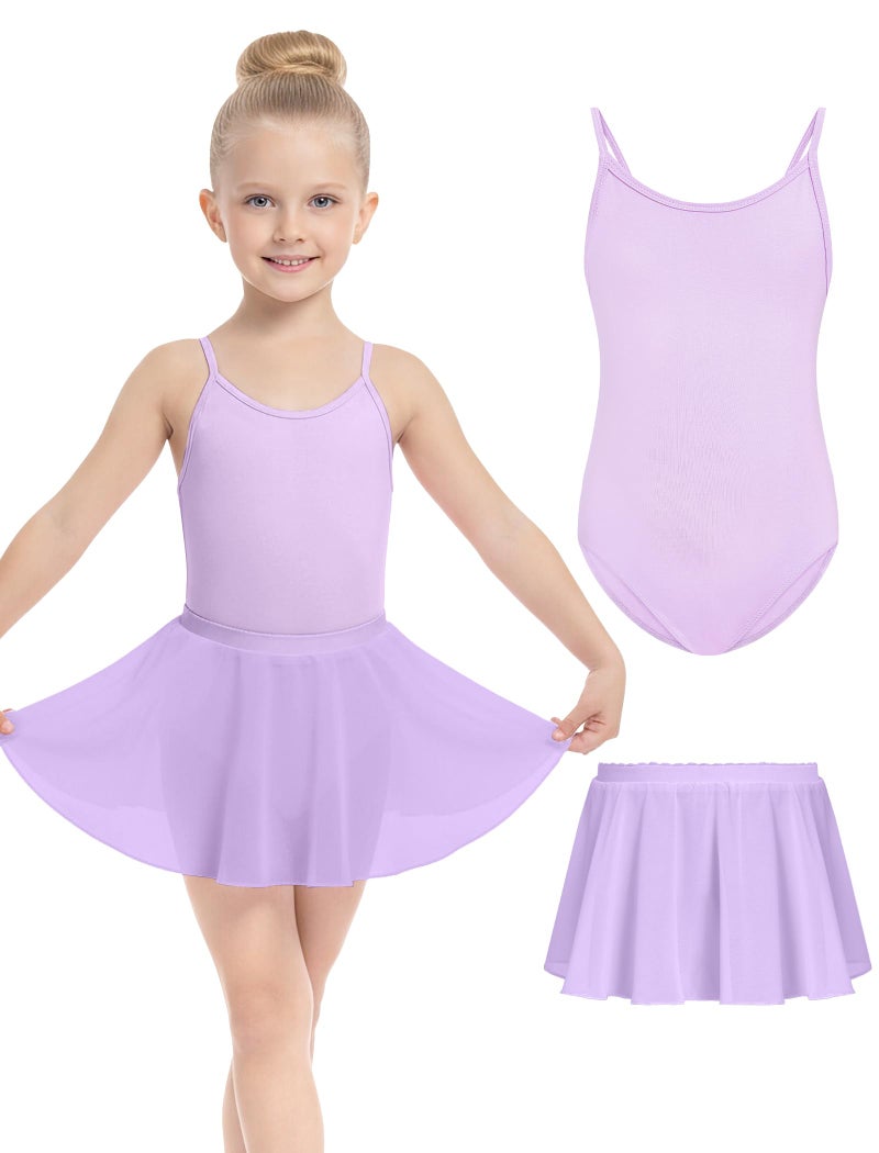 Gogokids Girls Ballet Leotards Toddler Shoulder Strap Dance Dress Outfit with Removable Skirt Combo 3-4T Purple - Image 1
