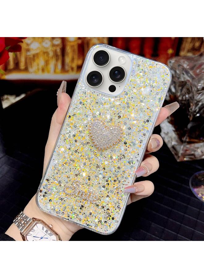 S-TOP Case For iPhone 12 Pro Max Starry Sequin Diamond Heart Epoxy TPU Phone Case - Image 4