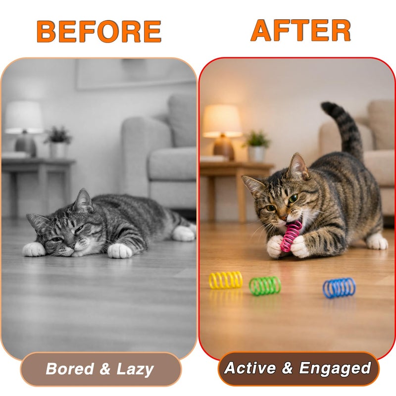 ISPONRE Cat Spring Toys for Indoor Cats, Springy & Durable PET Plastic Spiral Coil Cat Toy, Interactive Self Play for Boredom Relief, 12 Pack - Image 5