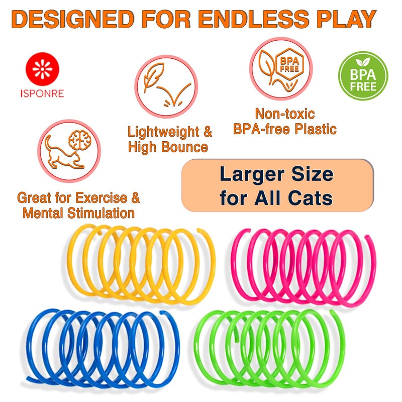 ISPONRE Cat Spring Toys for Indoor Cats, Springy & Durable PET Plastic Spiral Coil Cat Toy, Interactive Self Play for Boredom Relief, 12 Pack - Image 3