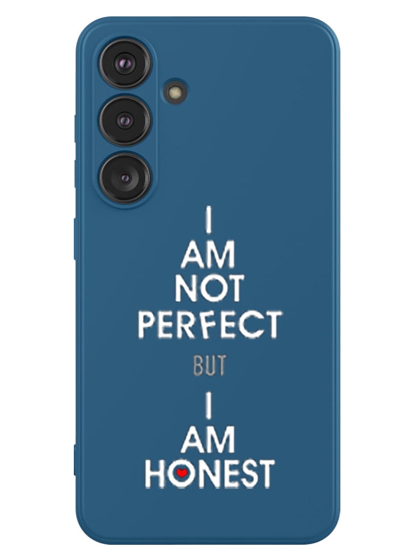 Theodor Protective Slim Fit Case Liquid Silicone Cover with Full Body Protection Anti-Scratch Shockproof Case For Samsung Galaxy S24 (Blue) - i am not perfect but i am honest - Image 1