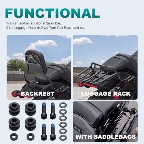 MoKitDora Hold Fast Sissy Bar Docking Hardware Kit for Harley 2018-later Softail Fat Boy FLFB, FLFBS, FXBR FXBRS FLDE, FLHC, FLHCS, Slim FLSL, FXBB, FXFBS, FLSB, FXLR, FXLRS and FXST Models, Black - Image 5