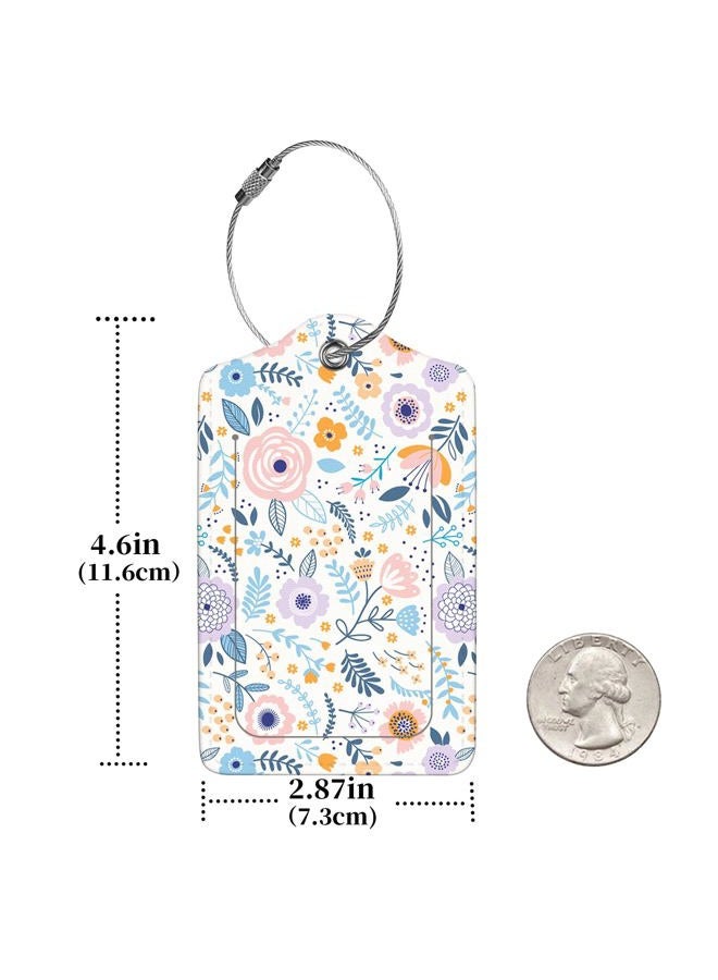 Anikathy 2 Pcs Luggage Tags for Suitcase, Cute Unique PU Leather Travel Bag Tag with Privacy Cover ID Label Address Card and Durable Metal Ring Suitable for Men Women Children Backpack,Colorful Flowers A - Image 2