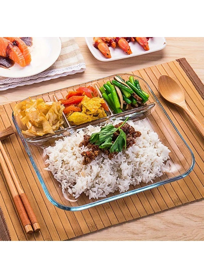 Glass Divided Plate – 10inch Dinner Plate with 4 Compartments, 1 PieceGlass Divided Plate – 10inch Dinner Plate with 4 Compartments, 1 Piece - Image 2