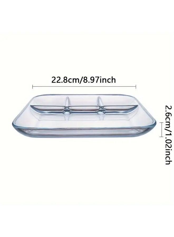 Glass Divided Plate – 10inch Dinner Plate with 4 Compartments, 1 PieceGlass Divided Plate – 10inch Dinner Plate with 4 Compartments, 1 Piece - Image 3