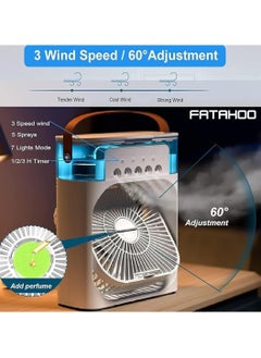 Generic Portable Air Conditioner, Air Conditioner, Cooling Fan with Ice Tray,900ML Evaporative Personal Air Cooler Fan with 5 Mist, 7 Night Light, 8H Timer, Small Air Conditioner for Bedroom Office  - Image 3