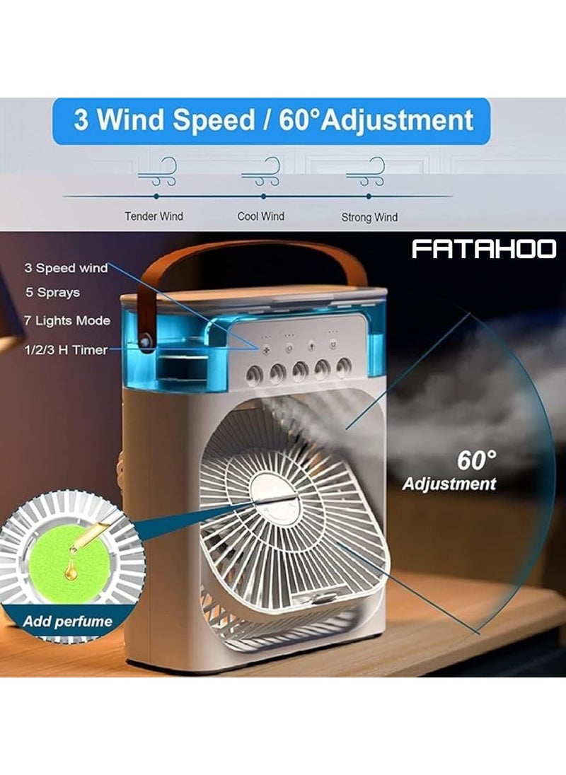 Generic Portable Air Conditioner, Air Conditioner, Cooling Fan with Ice Tray,900ML Evaporative Personal Air Cooler Fan with 5 Mist, 7 Night Light, 8H Timer, Small Air Conditioner for Bedroom Office  - Image 3