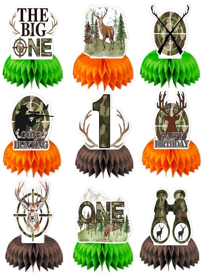 Grencian مجموعة جرينسيان من 9 قطع لتزيين حفلات أعياد الميلاد بطابع التمويه للصيد، تتضمن قطع مركزية على شكل خلية نحل مموهة للصيد، وزينة طاولة مميزة لحفلات أعياد الميلاد الأولى بطابع الصيد. - Image 1