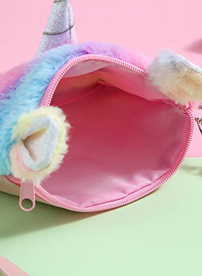 KASTWAVE Little Girls Shoulder Bags Wallets Messenger Bags Plush Unicorn Shoulder Bags Tie Dye Rainbow Kids Coin Purses Cute Princess Handbags Kids Accessories for Girls - Image 4